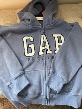 GAP Kids Dusty Blue Zip-Up Hoodie with Logo